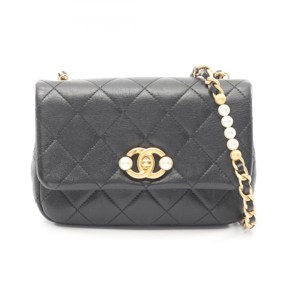 Chanel Matelasse Flap Shoulder Bag Leather Black